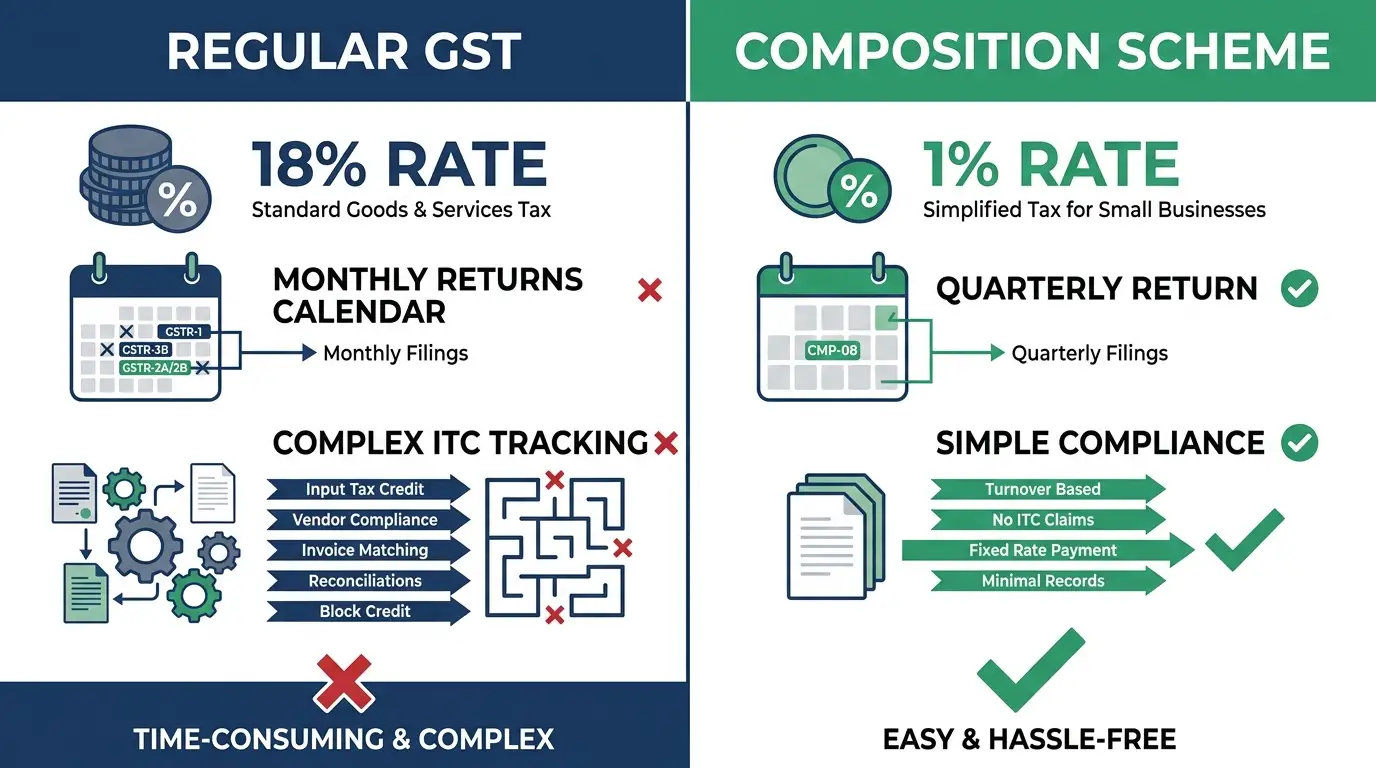 GST Composition Scheme 2026 complete guide eligibility, tax rates, CMP-08 returns for small businesses India