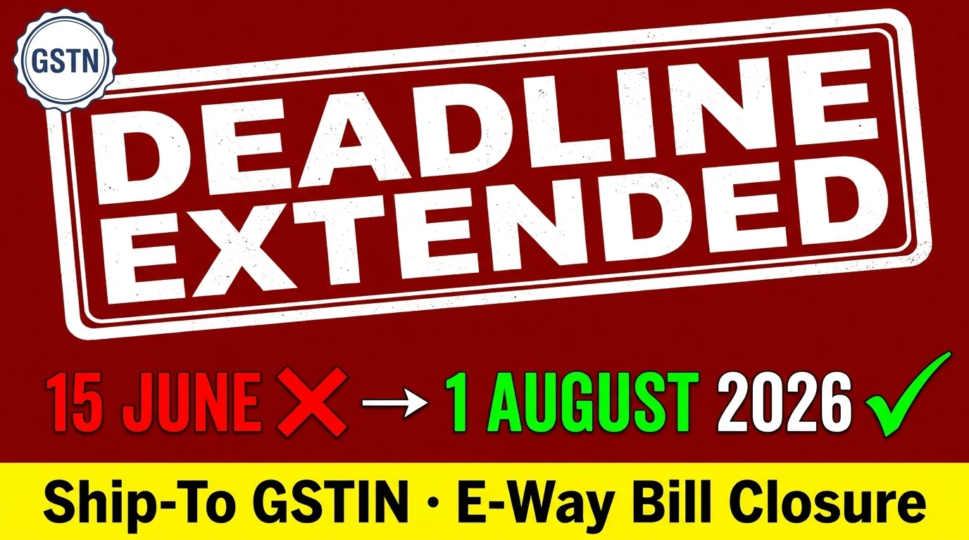 GSTN postpones E-Way Bill Ship-To GSTIN deadline from 15 June to 1 August 2026 official advisory update