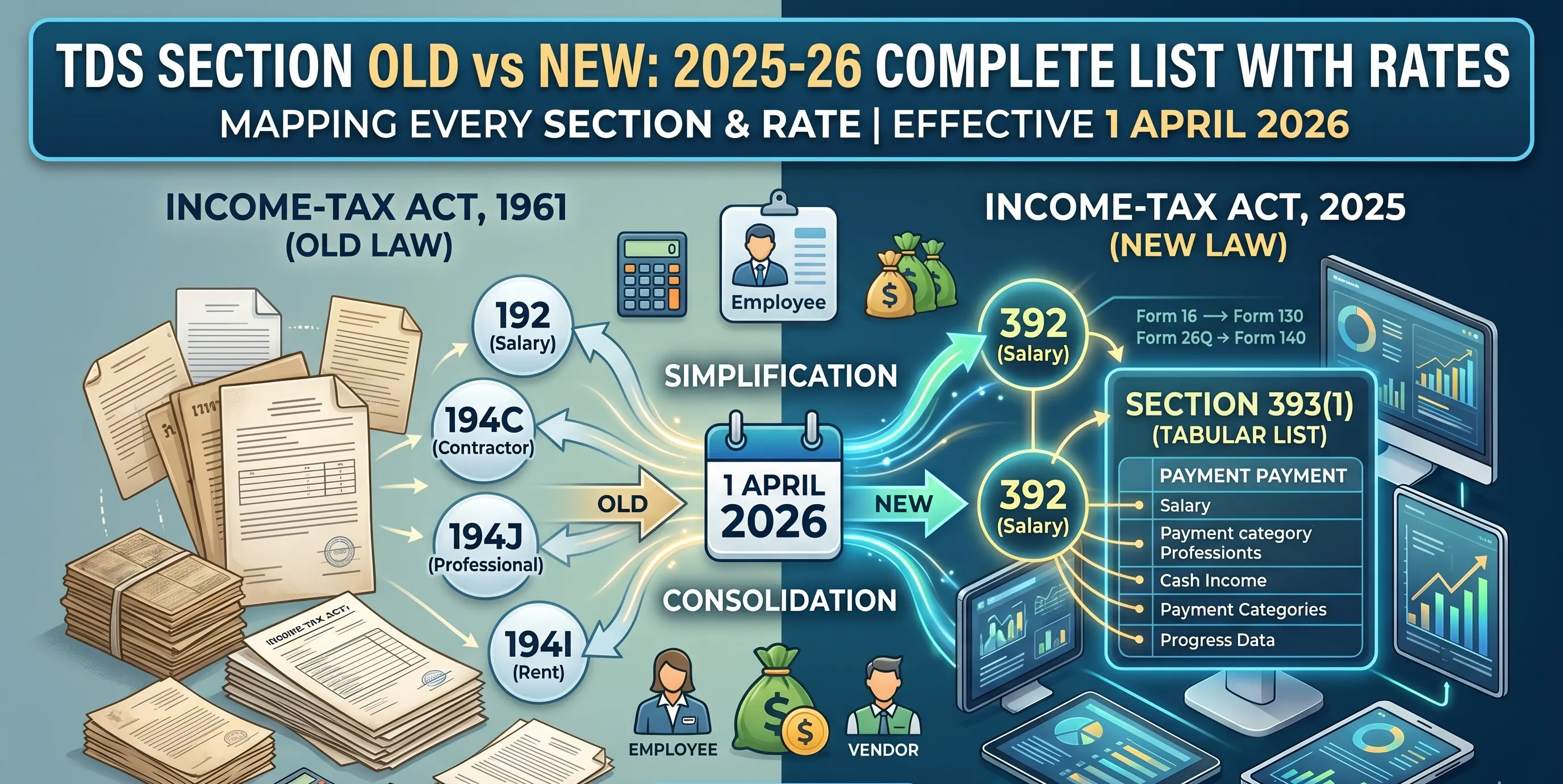 TDS section old number matched to new number reference chart for 2025-26 Last Verified: 21 June 2026