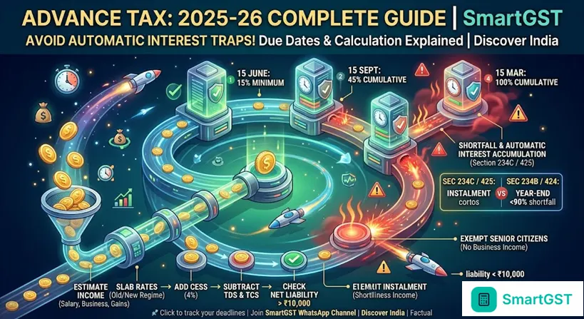 Quarterly advance tax payment calendar with due dates for FY 2025-26 Last Verified: 21 June 2026